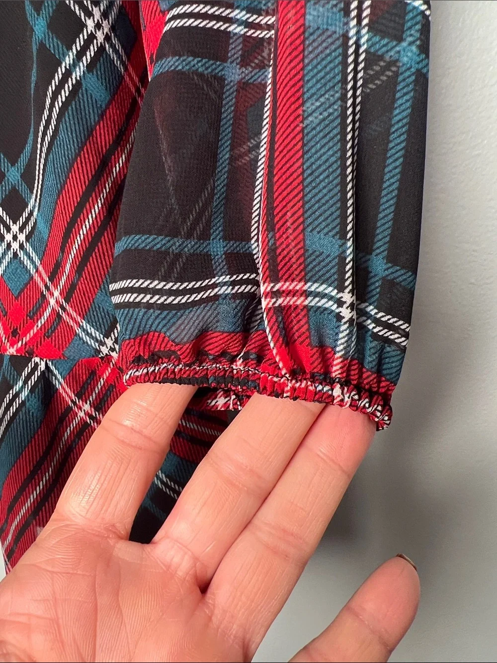 Draper James girls-XS Holliday Red and Black Plaid Tiered Long Sleeve dress.